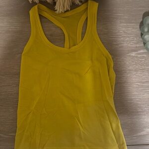 Lululemon Athletica Yellow Fitted Backless Tank Top